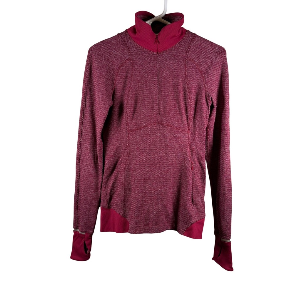 Lululemon Runderful 1/2 Zip Pullover Thumbhole Active Top Womens 4 Berry Rumble